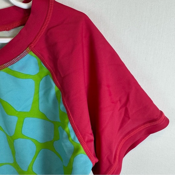 Hanna Andersson Red Green Blue Short Sleeve Rash Guard Kids Size 12 - Picture 4 of 5